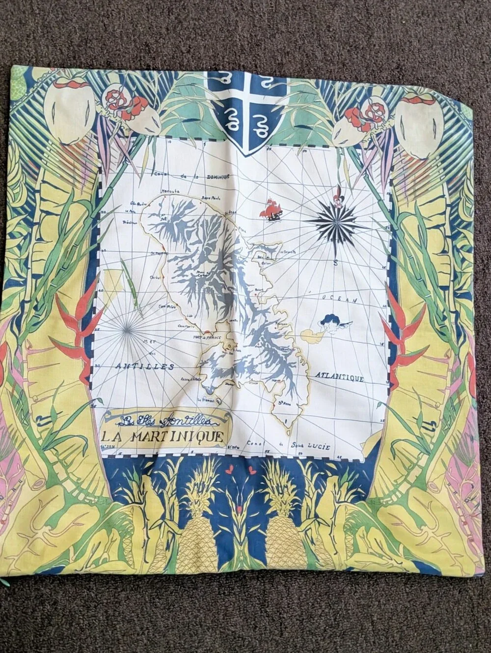 Pottery Barn • Map of La Martinique Virgin Islands Pillow Cover (One)
